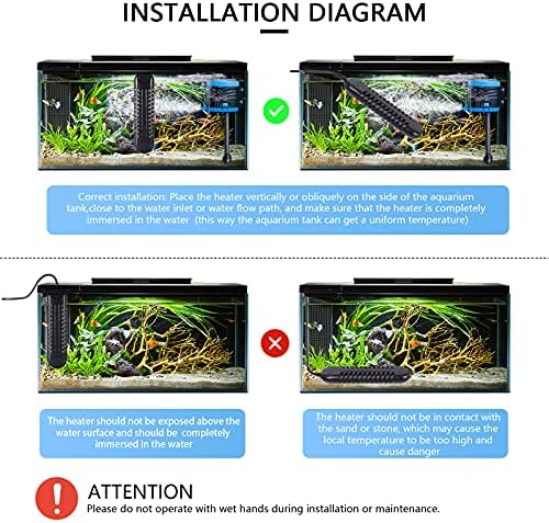 Aquecedor de aquário submersível, aquecedor de tanque de peixe de 800W/1200W, aquecimento de tubo duplo, aquecimento