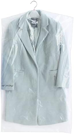 Belinlen 50 pacote 23,6x40 polegadas de roupas de plástico transparente para pendurar sacolas de vestuário à prova de poeira