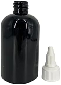 4 oz Black Boston Garrafas plásticas -12 Pacote de garrafa vazia Recarregável - BPA Free - Óleos essenciais - Aromaterapia | Caps