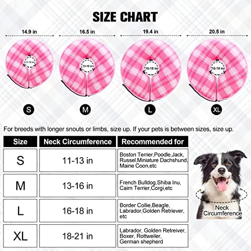 BeautyZoo Inflable Dog Cone Gola macia, alternativa após a cirurgia cones para cães pequenos médios grandes, colares de pescoço para rosquinhas de recuperação, rosa L l