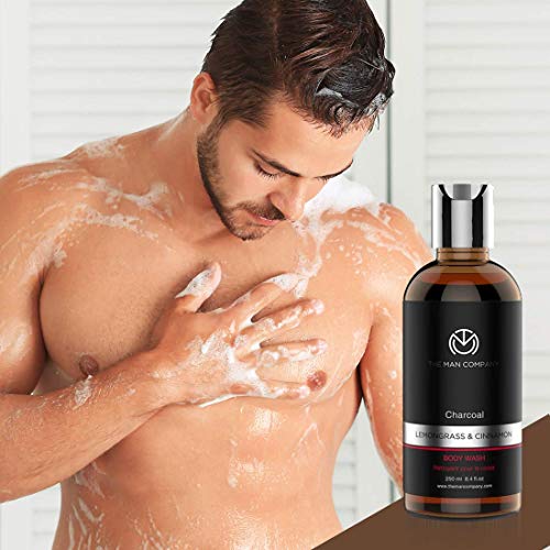 The Man Company Mens Lavagem corporal com carvão ativado 8,4 fl oz - Para pele oleosa, propensa a acne, naturalmente derivado