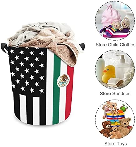 México America Flag cesto cesto cestas de pano de oxford durável com alças cesto de armazenamento à prova d'água