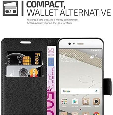 Caso Cadorabo Book Compatível com Huawei P10 Plus em Black Oxid - com fechamento magnético, função do suporte e slot de