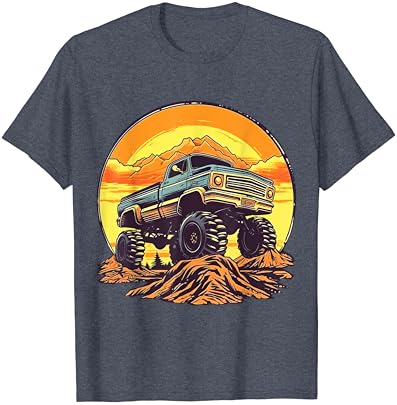 T-shirt Retro Vintage Monster Truck Retro Sunset Monster Truck Boys