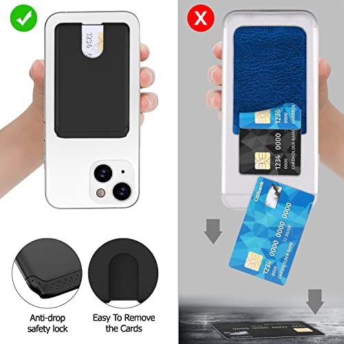 Shanshui Phone Wallet Stick, 3 Pack Anti -Perd Design Silicone Phone Holder Cart Card Card Phole
