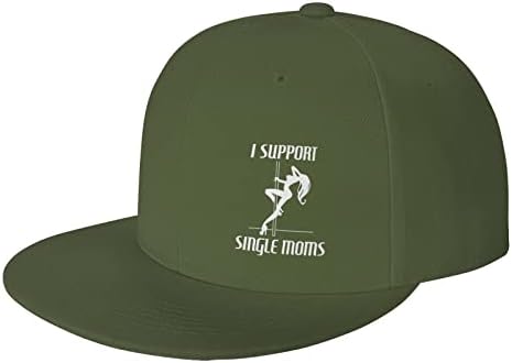 FWOEQIZ I Support-Single-Moms chapéus planos Bill Brim Black Capinho de beisebol Ajustável Capinho de Hip Hop Trucker para