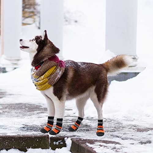 Botas de cães não deslizantes à prova d'água cenário para cães grandes - 4 PCs Protetores de pata para chuva pisos de madeira de pavimento frio, meias de cachorro de neve de inverno respiráveis ​​e suaves com tiras reflexivas