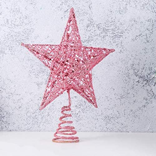 AMOSFUN 2PCS 20CM TRIA DE NATAL TOPPER STAR GLITTERING Treetop Decoration Christmas Tree Ornings