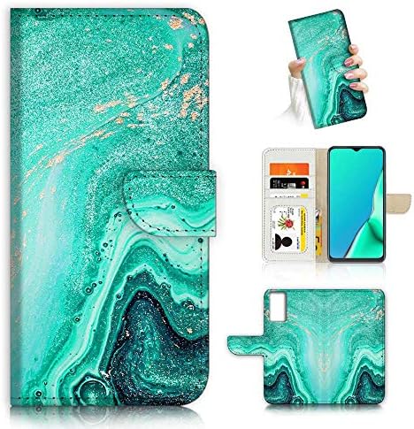 Para Samsung S21, para o Samsung Galaxy S21 4G 5G, capa de capa de carteira de flip de flip, A22006 Emerald Green Marble 22006