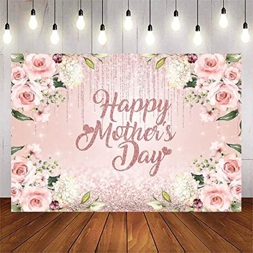 Avezano Feliz Dia das Mães Cenário de 8x6ft Gold Rose Glitter Glitter Daras do Dia das Mães Melhor Mã