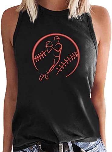 Tampa do tanque de impressão de beisebol para mulheres com túnica de túnica sem mangas de verão