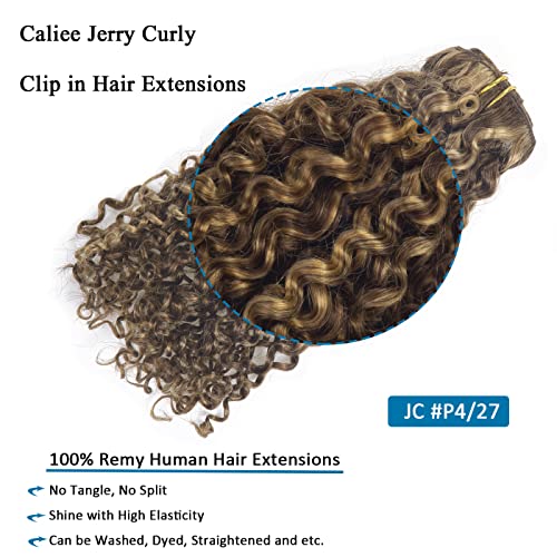 Caliee 16 polegh destacado loira 3b 3c clipe encaracolado na extensão de cabelo Jerry Curly Real