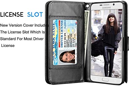 Tekcoo Compatível para Galaxy Note 5 Caixa da carteira/Samsung Galaxy Note 5 Caso de couro PU, caça -níqueis de cartão de crédito
