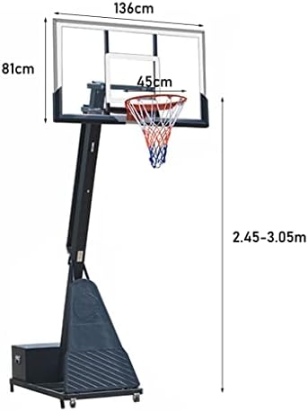Aro de basquete de aço com rodas, sistema de basquete padrão ao ar livre, gol de basquete ajustável de 8 a 10 pés, fácil