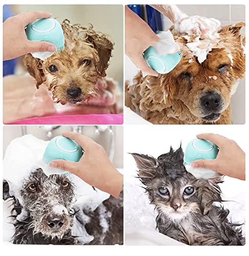 Pacote de 2 camarada de banheira de cachorro/gato banho de escova de escova de luta acalma a massagem com shampoo dispensador de silicone macio, para cães gatos chuveiro