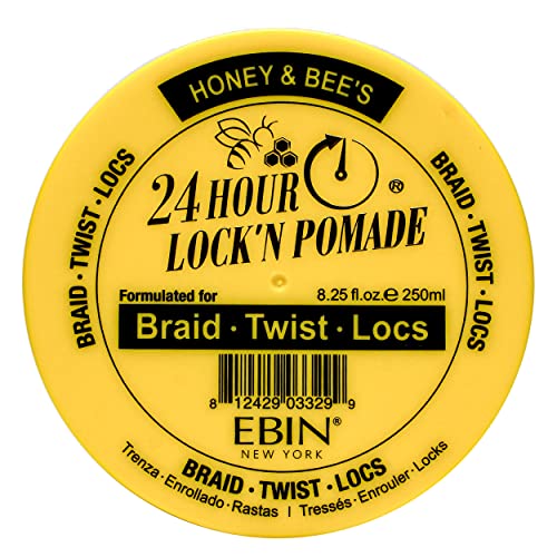 Ebin New York Lock'n Pomade Braid Fórmula, Honey & Bee's, 8,25 oz | Ótimo para travar, torcer, bordas, sem resíduos, sem descamação, espera firme extrema, alto brilho, mel perfumado