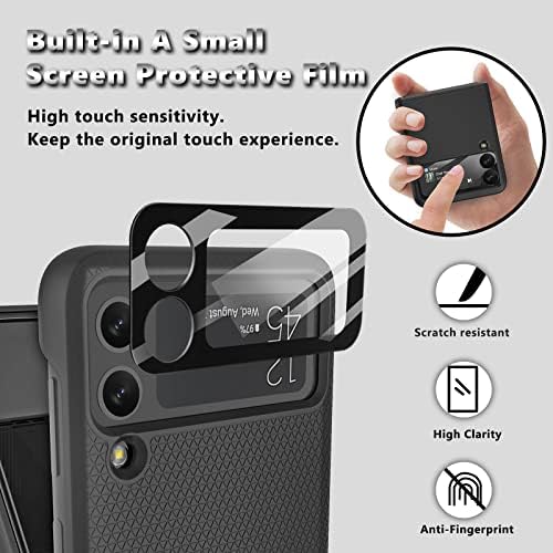 Vihibii para Galaxy Z Flip 3 5G Case com proteção contra dobradiça, fita de câmera integrada de ajuste leve Anti-deslizamento