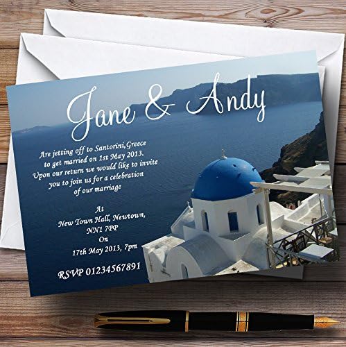 Grécia Santorini convites de casamento personalizados