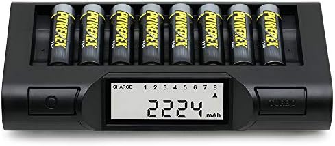 Analisador de carregador de 8 células Powerex MH-C980 com 8 baterias AA AA 2700mAh e baterias recarregáveis ​​de alta capacidade