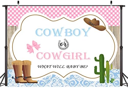 Lofaris Cowboy ou gênero de cowgirl revelações de pano de fundo ou menino chá de bebê fotografia Background Rustic Wooden Cowboy Boots Lace Party Gravidez Decorações