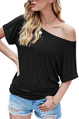 AIFER Women's Off the Tops Tops Summer Sexy Loose Fit Sleeve Shirts Blush Casual Oversize Tunic