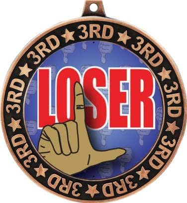 Loser 3º lugar Medalha de perímetro Bronze, 2,75 Prêmios engraçados do último lugar, Prêmios de Medalha de Troféus de Jogo