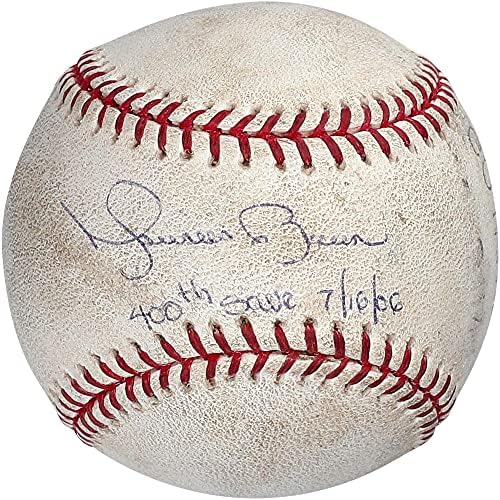 Mariano Rivera New York Yankees Baseball utilizado autografado com 400th Save 11/07/06 Inscrição - MLB Game Autografado Bases usadas