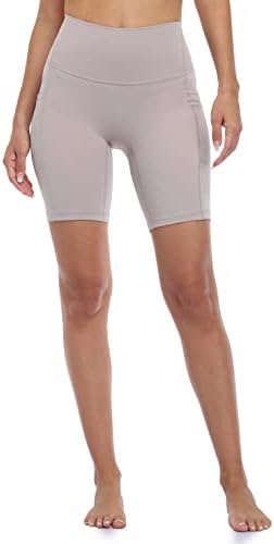 Colorfulkoala Alta cintura feminina shorts de motociclista com bolsos de 8 Treino e calças justas de ioga