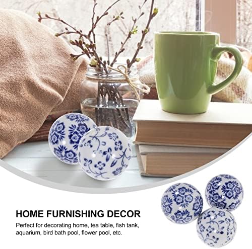 Decoração de casa de Vosareia 3pcs Bolas de porcelana decorativas esferas de porcelana azul orbes flutuantes de cerâmica para
