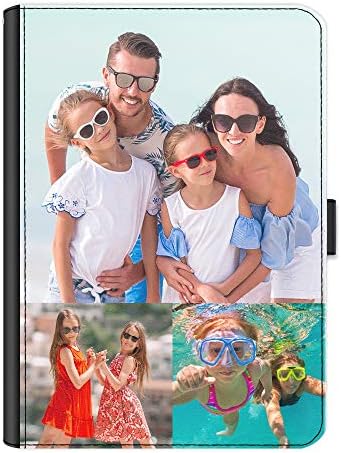 Caso personalizado para o tablet Samsung Galaxy Tab 3 Lite, capa universal de tablets, personalizar com colagem de fotos, lateral lateral de couro Folio Case com 360 Recurso giratório - três imagens
