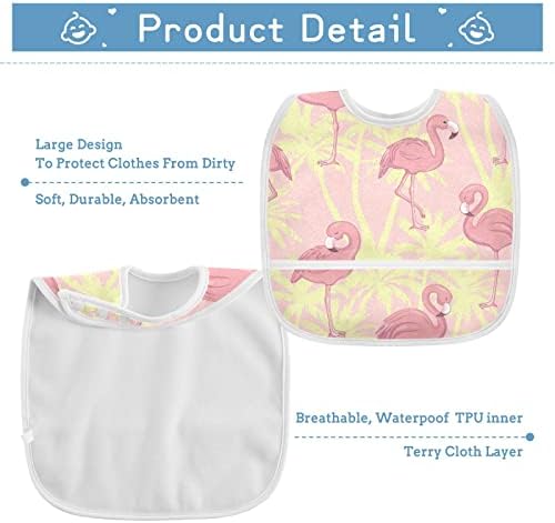 Emelivor flamingos pam folhas babadores para bebês menino alimentando babadores babadores à prova d'água para meninos meninas