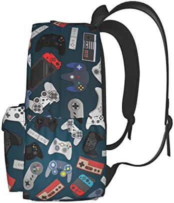 OPLP Video Game Controller Background Backpack de grande capacidade Mochila leve personalizada bolsa de viagens de comprimidos de viagem com vários bolsos