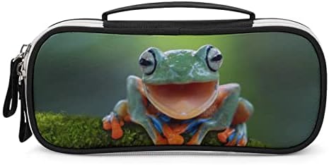 Funnystar Tree Frog Lápis Case fofa de bolsa de lápis de maquiagem de bolsa de maquiagem organizadora de bolsa com zíper duplo