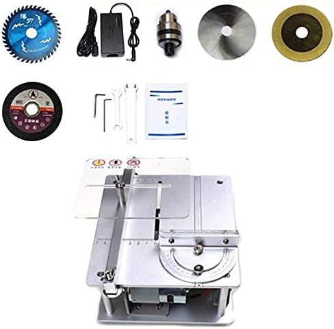 Mini serra de mesa de madeira, 795 Motor Professional DIY SAW, ajuste de 7 velocidades, altura de serra 30 mm, precisão T-slot 0-90 ° ângulo Push régust