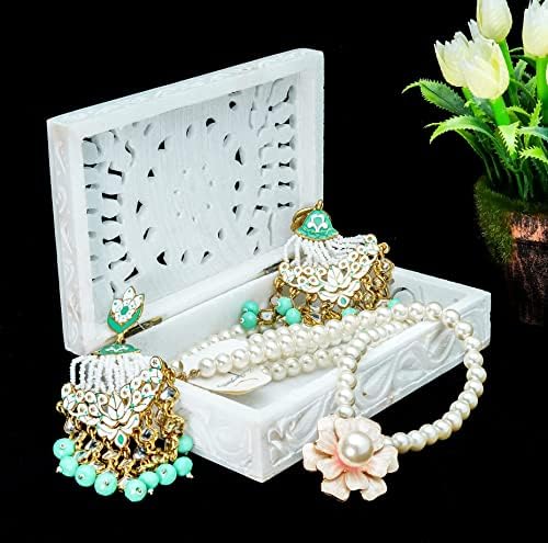 Caixa de jóias de design de flor de mármore branco para mulheres e pedras preciosas pulseira de ametha + brindes chips pedra para seu reiki cura equilíbrio conjunto de jóias de cristal de cristal para meninas
