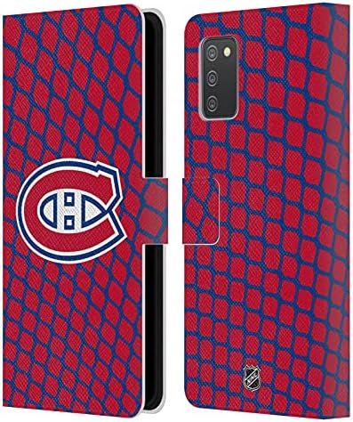 Projetos de capa principal licenciados oficialmente NHL Padrão líquido Montreal Canadiens Leather Book Carteira Capa compatível com Galaxy A02S / M02S