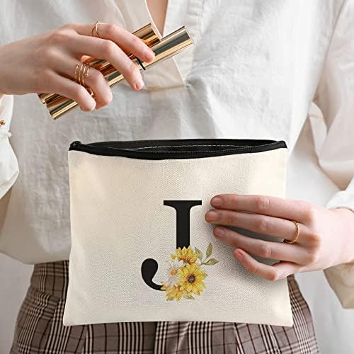 Derte Personalizada Letra Inicial Personalizada Bag Floral Letra Bolsa de Maquiagem Presente Monograma Para Meninas Mulheres Casamento