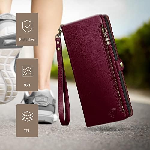 XCaseBar para Samsung Galaxy S23 Ultra Wallet Caso com zíper 【Bloqueio de RFID】 Titular do cartão de crédito Flip Folio