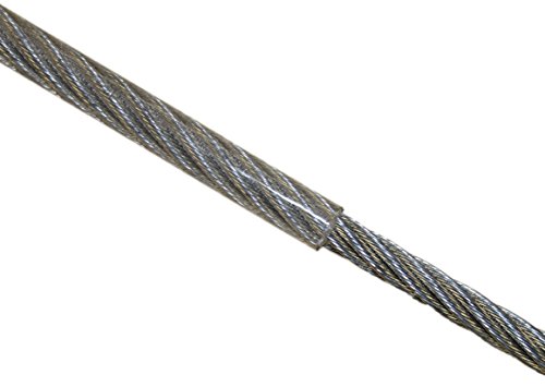 Loos galvanizada corda de arame de aço, com revestimento de vinil, núcleo de fita 7x19, natural, 1/8 Bare OD, 3/16 OD