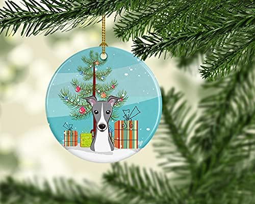 Tesouros de Caroline BB1608CO1 Árvore de Natal e Ornamento de Cerâmica de Greyhound italiano, decorações de árvores