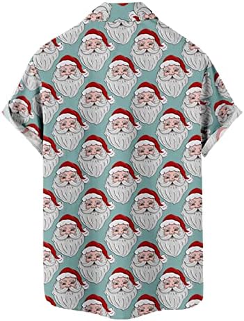 Biuu Beuu Christmas Camisetas de manga curta para homens, Natal Papai Noel Button Print Button Down Collar Tops