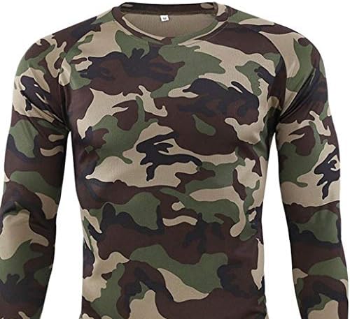 Camisetas de compressão de secagem rápida da camuflagem para homens, primavera de manga longa de manga longa acampando camisetas