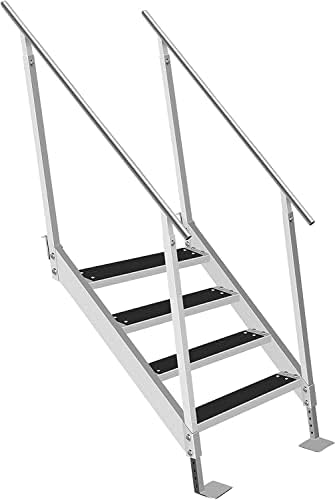 Vevor Dock escada com tapete de borracha, doca de etapas 30 -39 Altura ajustável, escada de alumínio de alumínio 4 etapas