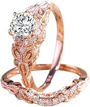 2023 Novos anéis de ouro rosa incrustado de zircão circular Butterfly Set para sair para mulheres para cima e para baixo anel
