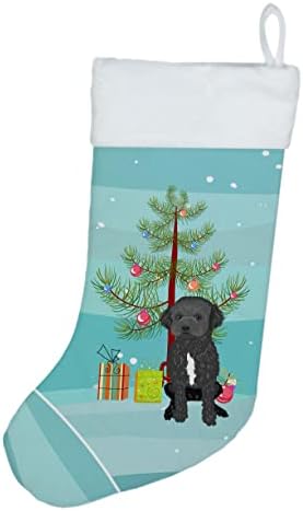 Tesouros de Caroline WDK3006CS Doodle preto e branco 1 Christmas Stocking, lareira pendurando meias de Natal decoração de