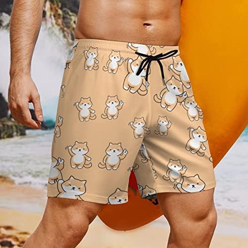 Cute Shiba Inu Dog Men Swim's Swals com forro de compressão shorts para surfar esportes de maiô de praia