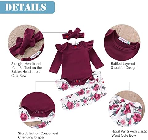 Roupas de roupas de bebê cetepy roupas recém -nascidas infantis 3pcs tops + calça + faixa ou chapéus