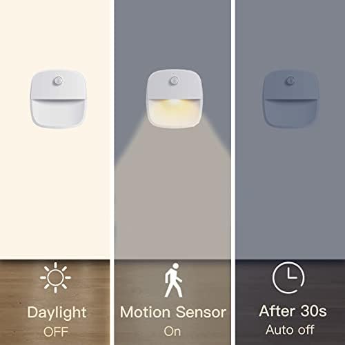 FXK Motion Sensor Lights, 3 compactores de luzes led de bateria, luzes noturnas, sem fio Sensor Stair Lights para corredor,