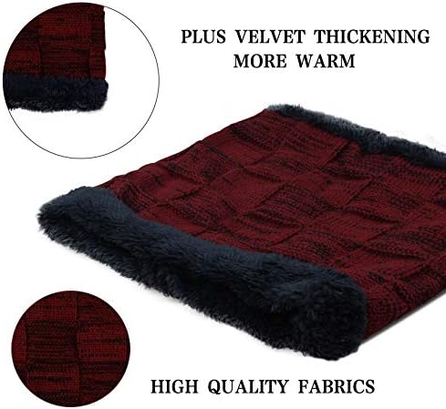 Lenço de chapéu de gorro de inverno conjunto para homens chapéu de malha quente que quente mais quente com lã de lã sediada na tampa