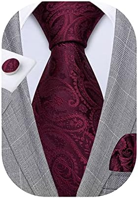 Yohowa masculino conjunto de gravata de casamento decote com lenço de lenço de lenço de seda